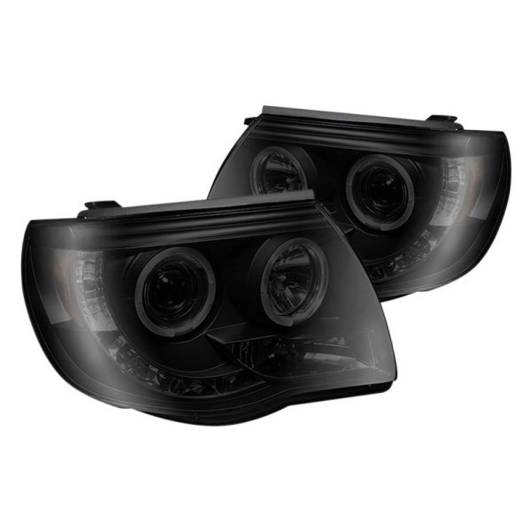 Spyder® - Black/Smoke Halo Projector Headlights with Parking LEDs, Toyota Tacoma