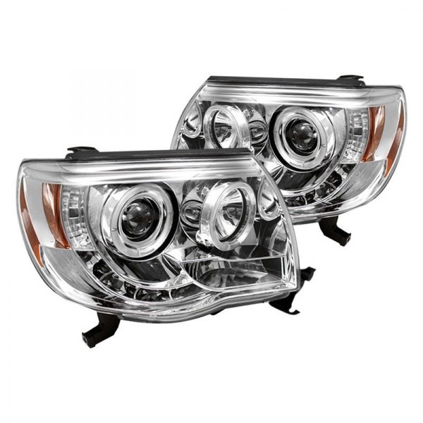 Spyder® - Chrome Halo Projector Headlights with Parking LEDs, Toyota Tacoma