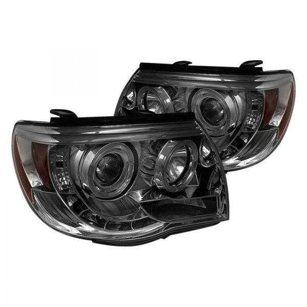 Spyder® - Chrome/Smoke Halo Projector Headlights with Parking LEDs, Toyota Tacoma