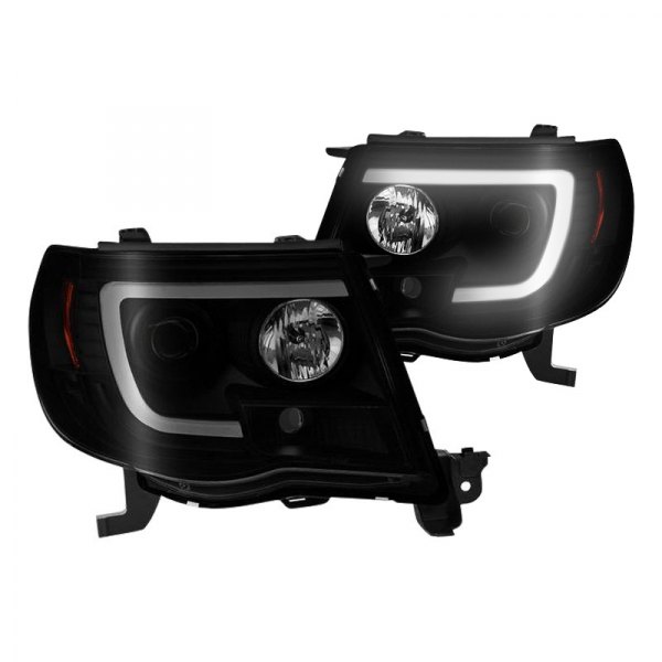 Spyder® - Black/Smoke LED Light Tube Projector Headlights, Toyota Tacoma