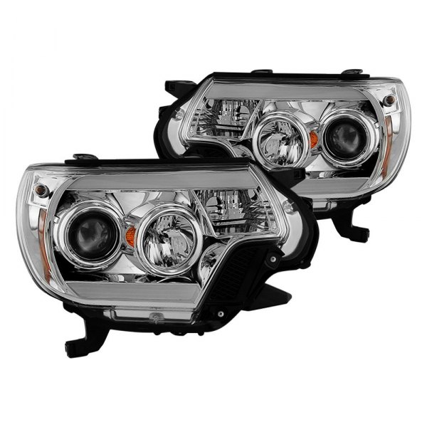 Spyder® - Chrome LED Light Tube Projector Headlights, Toyota Tacoma