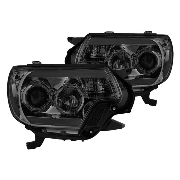 Spyder® - Chrome/Smoke LED Light Tube Projector Headlights, Toyota Tacoma