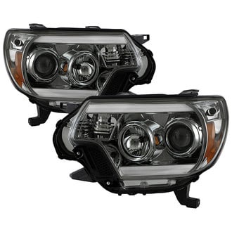 Spyder® - Signature Series Driver and Passenger Side Chrome/Smoke LED Light Tube Projector Headlights