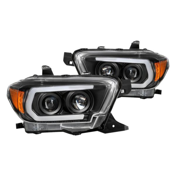 Spyder® - Black Sequential LED Light Tube Projector Headlights, Toyota Tacoma