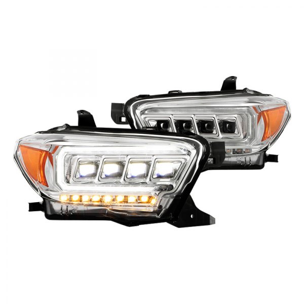 Spyder® - Chrome Sequential Light Tube Projector LED Headlights, Toyota Tacoma