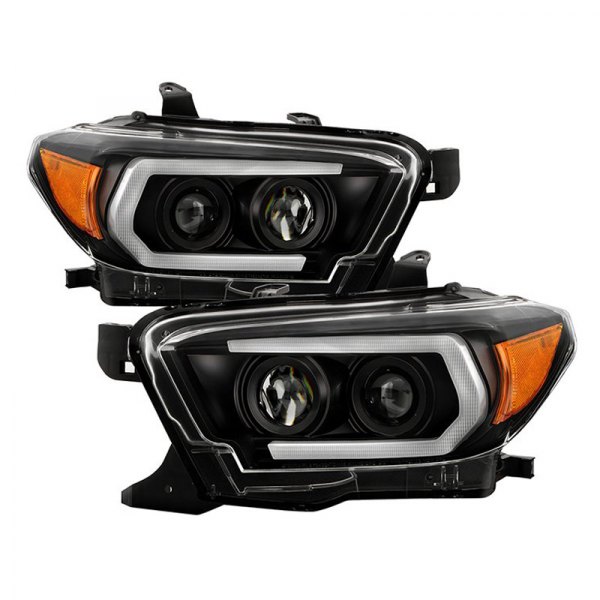 Spyder® - Black Sequential LED DRL Bar Projector Headlights, Toyota Tacoma