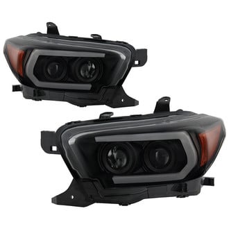 Spyder® - Signature Series Driver and Passenger Side Black/Smoke Projector Headlights with LED Sequential Turn Signal