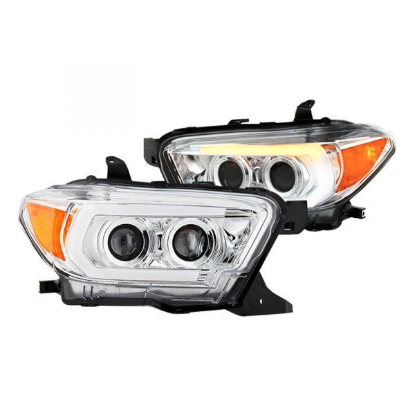 Spyder® - Chrome Sequential LED DRL Bar Projector Headlights, Toyota Tacoma