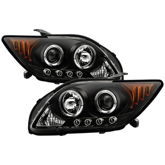 Spyder® - Signature Series Driver and Passenger Side Black Halo Projector Headlights with Parking LEDs