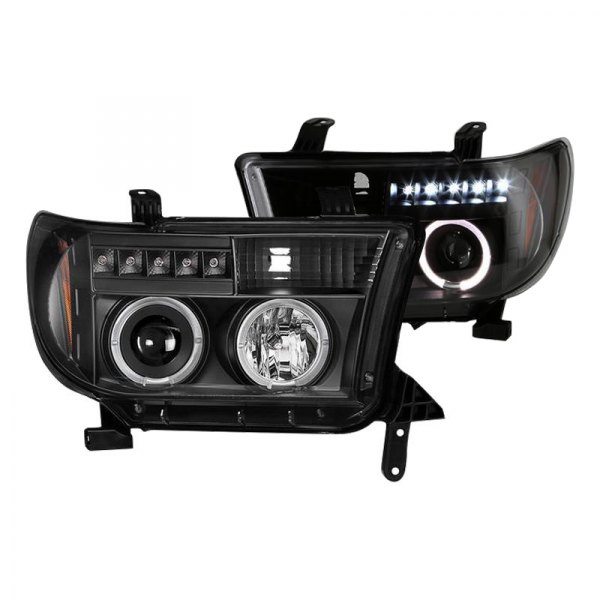 Spyder® - Black Halo Projector Headlights with LED DRL