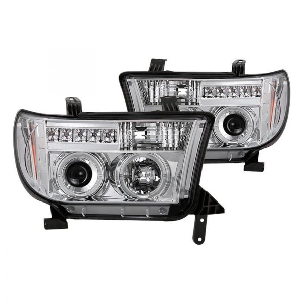 Spyder® - Chrome Halo Projector Headlights with LED DRL
