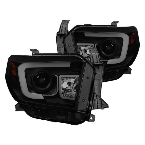 Spyder® - Black/Smoke LED Light Tube Projector Headlights, Toyota Tundra