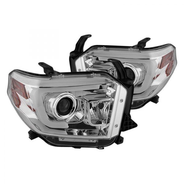 Spyder® - Chrome LED Light Tube Projector Headlights, Toyota Tundra