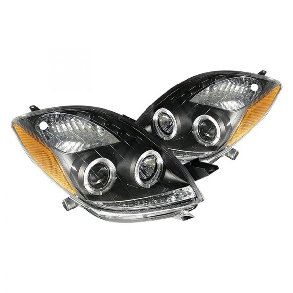 Spyder® - Black Halo Projector Headlights with Parking LEDs, Toyota Yaris