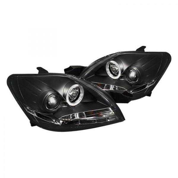 Spyder® - Black Halo Projector Headlights with Parking LEDs, Toyota Yaris