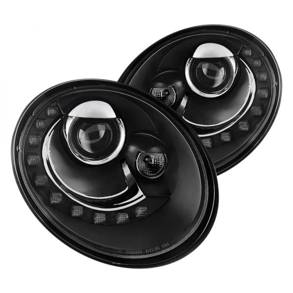 Spyder® - Black Projector Headlights with Parking LEDs, Volkswagen Beetle