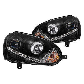 Spyder® PRO-YD-VG06-HID-DRL-BK - Signature Series Driver and Passenger Side Black Projector Headlights with Parking LEDs