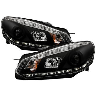 Spyder® - Signature Series Driver and Passenger Side Black Projector Headlights with Parking LEDs