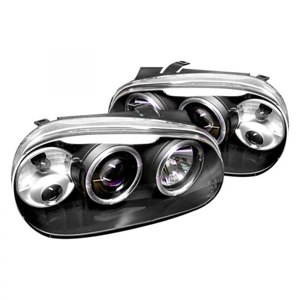 Spyder® - Black Halo Projector Headlights with Parking LEDs, Volkswagen Golf