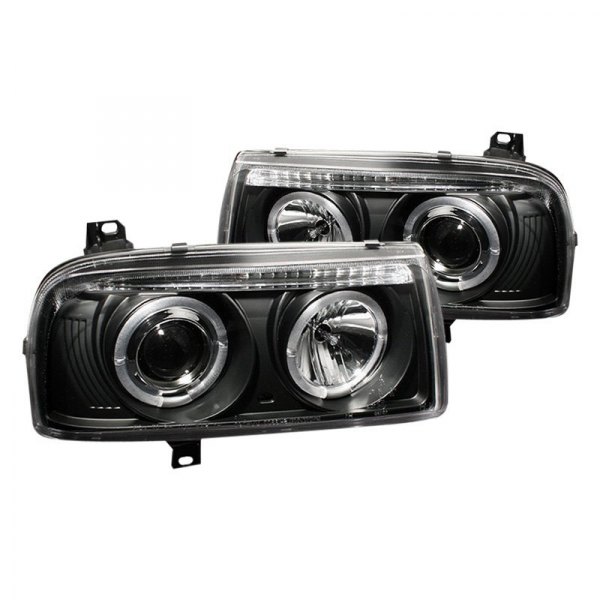 Spyder® - Black LED Halo Projector Headlights, Volkswagen Jetta