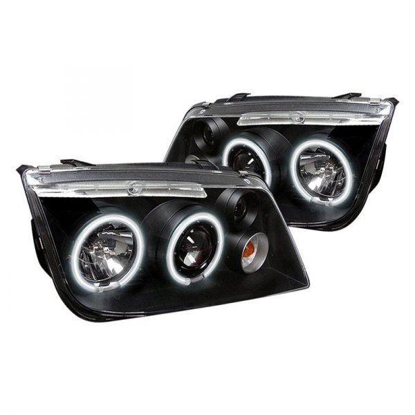 Spyder® - Black CCFL Halo Projector Headlights with Parking LEDs, Volkswagen Jetta