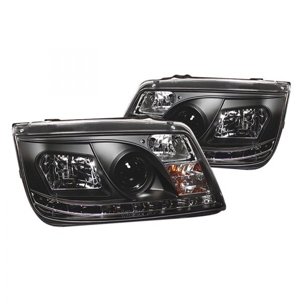 Spyder® - Black Projector Headlights with Parking LEDs, Volkswagen Jetta