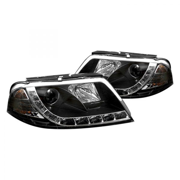 Spyder® - Black Projector Headlights with Parking LEDs, Volkswagen Passat