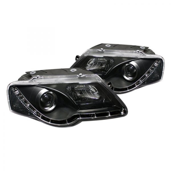 Spyder® - Black Projector Headlights with Parking LEDs, Volkswagen Passat