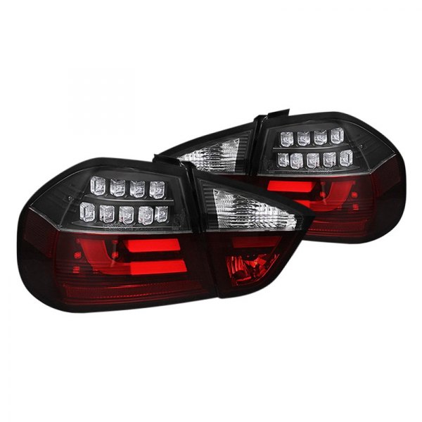 Spyder® - Black/Red Fiber Optic LED Tail Lights, BMW 3-Series