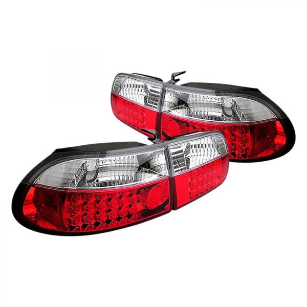 Spyder® - Chrome/Red LED Tail Lights, Honda Civic