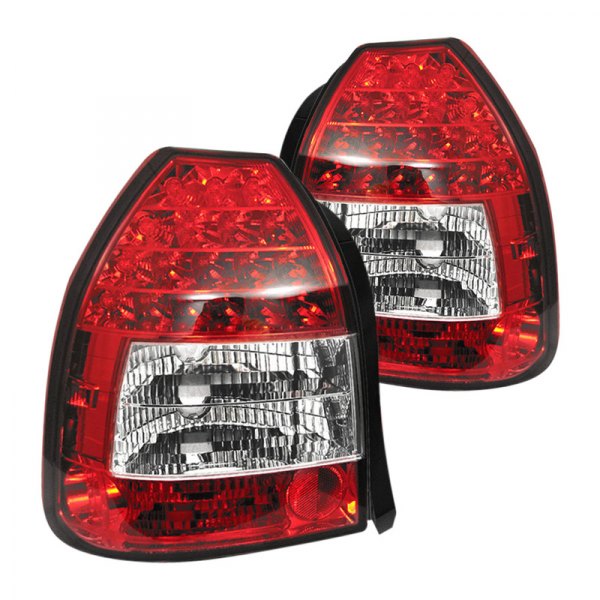 Spyder® - Chrome/Red LED Tail Lights, Honda Civic