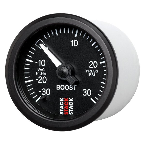 Stack® - Mechanical 52mm Boost Pressure Gauge, Black, -30inHg to +30PSI