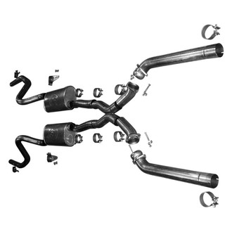 Stainless Works® - 304 SS Turbo S-Tube Header-Back Exhaust System with Split Rear Exit