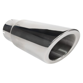 Stainless Works® - 304 SS Round Angle Cut Clamp-On Single-Wall Exhaust Tips (3" Inlet, 3.5" Outlet, 13.5" Length)