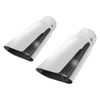Stainless Works® - 304 SS Flat Oval Clamp-On Polished Exhaust Tips (2.5" Inlet, 9" Length)