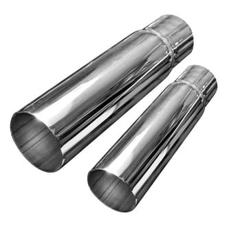 Stainless Works® - 304 SS Round Straight Cut Clamp-On Single-Wall Exhaust Tips (2" Inlet, 2" Outlet, 11" Length)