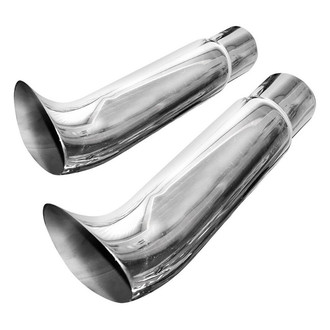 Stainless Works® - 304 SS Elf Ear Round Clamp-On Exhaust Tips (3" Inlet, 3" Outlet, 11" Length)