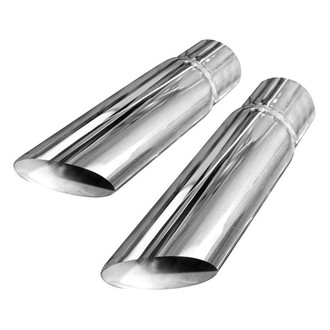 Stainless Works® - 304 SS Resonator Round Angle Cut Clamp-On Exhaust Tips (3" Inlet, 3" Outlet, 11" Length)