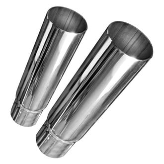Stainless Works® - 304 SS Resonator Round Straight Cut Clamp-On Exhaust Tips (2" Inlet, 2" Outlet, 11" Length)
