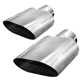 Stainless Works® - 304 SS Big Oval Clamp-On Polished Exhaust Tips (3" Inlet, 9.75" Length)