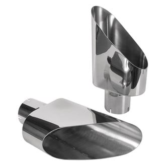 Stainless Works® - 304 SS Truck Side Big Oval Clamp-On Polished Exhaust Tips (2.5" Inlet, 9" Length)