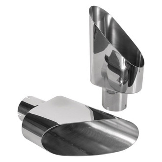 Stainless Works® - 304 SS Truck Side Big Oval Clamp-On Polished Exhaust Tips (3" Inlet, 9" Length)