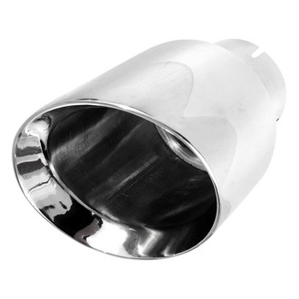 Stainless Works® - 304 SS Round Angle Cut Clamp-On Double-Wall Exhaust Tip (2.25" Inlet, 3" Outlet, 9" Length)