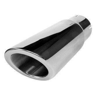 Stainless Works® - 304 SS Round Angle Cut Clamp-On Double-Wall Exhaust Tip (2.25" Inlet, 3.5" Outlet, 9" Length)