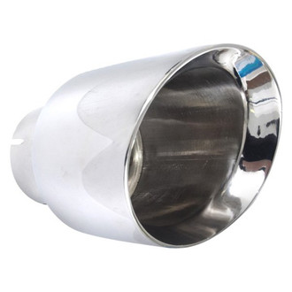 Stainless Works® - 304 SS Conical Angle Cut Clamp-On Double-Wall Exhaust Tip (3" Inlet, 4" Outlet, 8" Length)