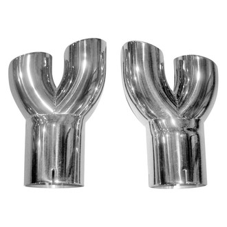 Stainless Works® - 304 SS Y-Style Round Clamp-On Mirror Polished Exhaust Tips