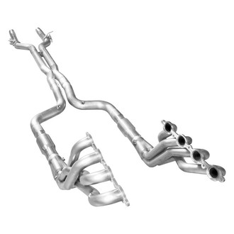 Stainless Works® - 304 SS Mill Long Tube High Flow Catted Exhaust Header Assembly with Factory and Performance Connect X-Pipe and without Valves