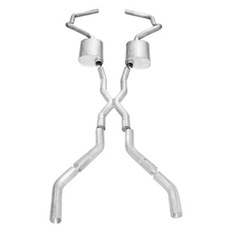 Stainless Works® - 304 SS Turbo Chambered Dual Header-Back Exhaust System with Split Rear Exit