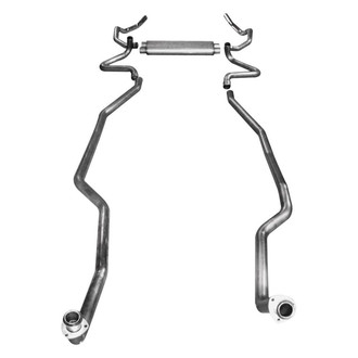 Stainless Works® - 304 SS Transverse Turbo Dual Header-Back Exhaust System with Split Rear Exit