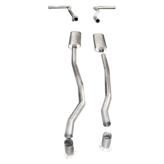 Stainless Works® - 304 SS Chambered Round Dual Header-Back Exhaust System with Split Side Exit